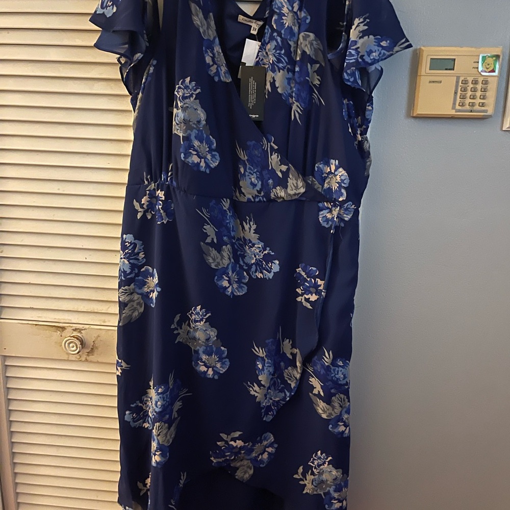 Indigo Blue and Cream Floral Dress